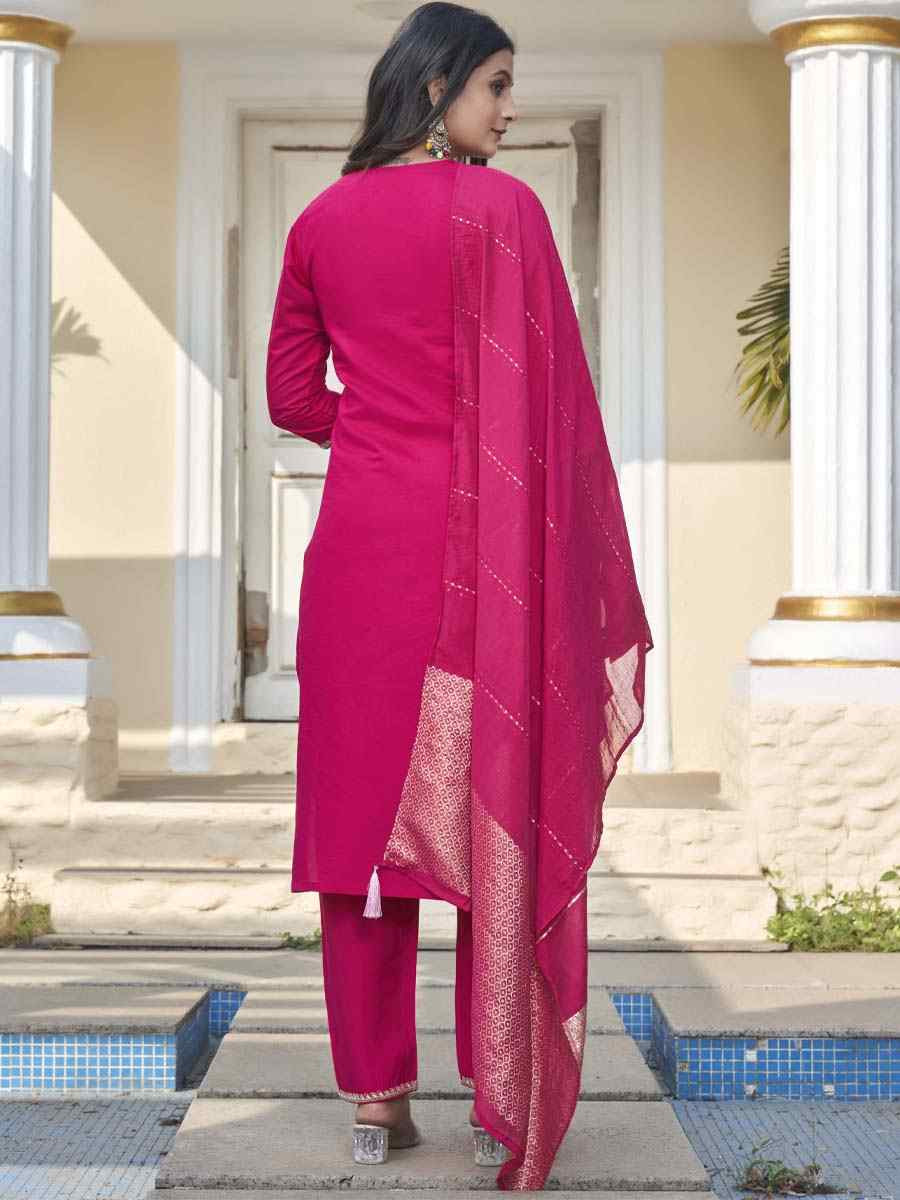 Rani Pink Roman Silk Embroidery Party Wedding Festival Casual Ready Pant Salwar Kameez