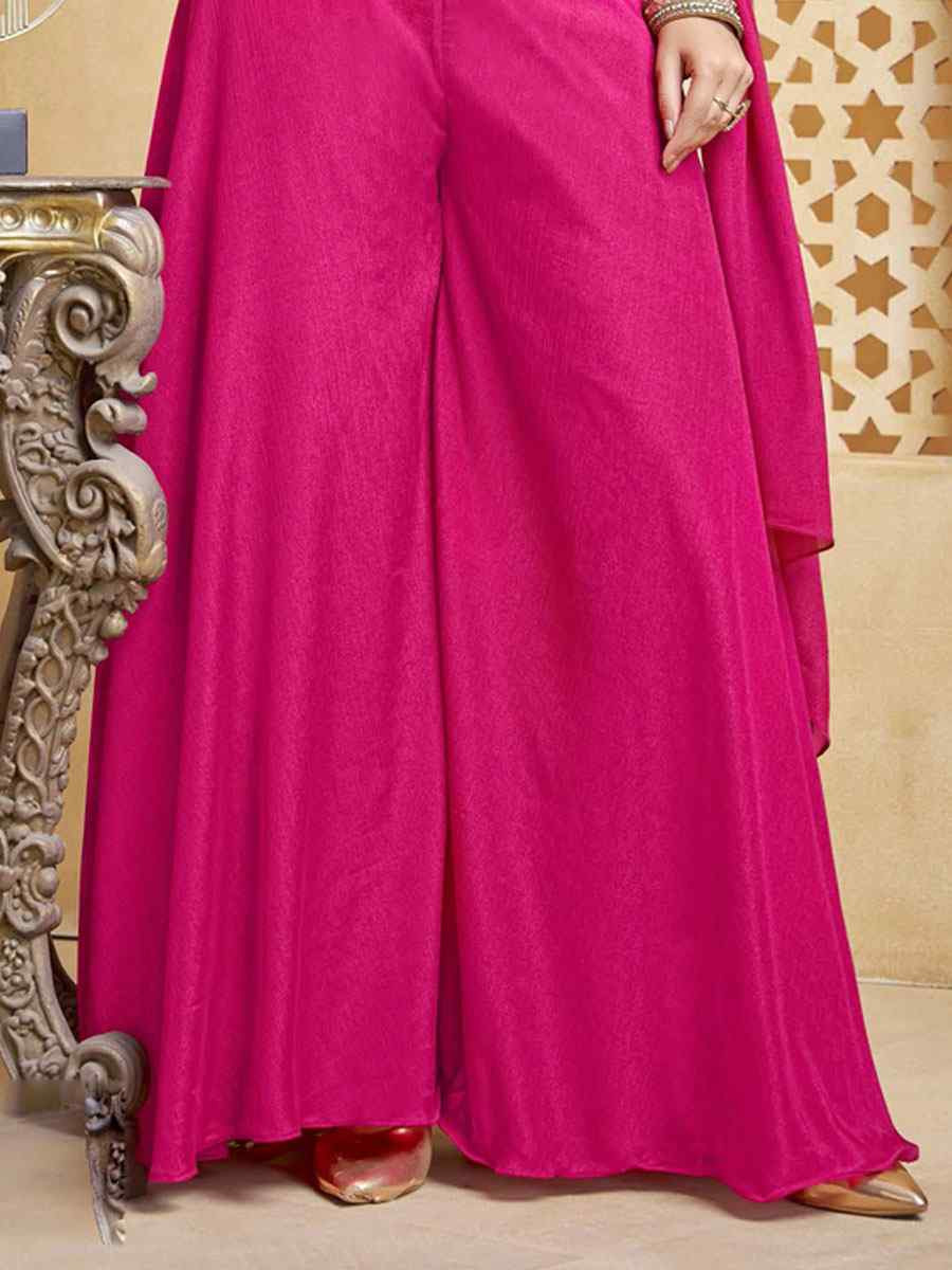 Rani Pink Silk Embroidery Party Wedding Festival Casual Ready Palazzo Pant Salwar Kameez