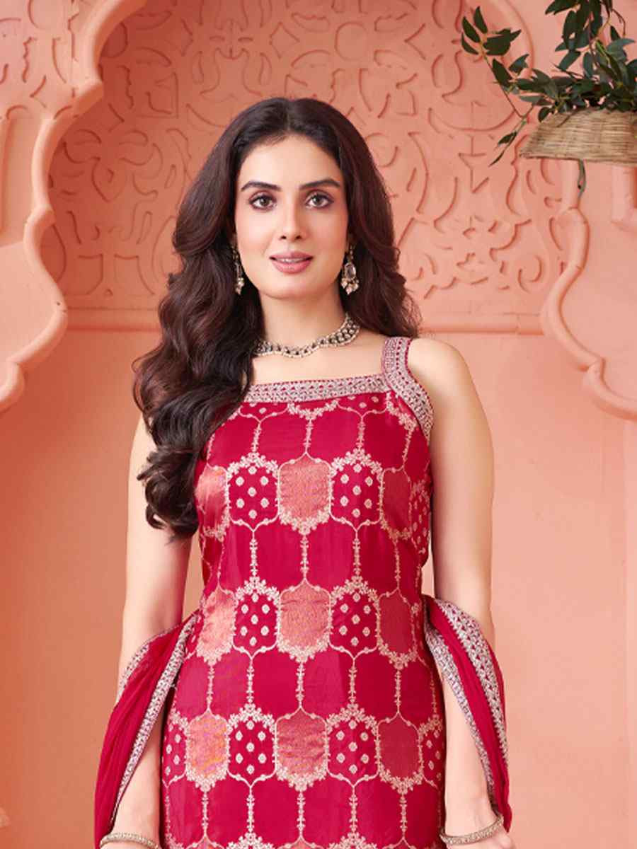 Rani Pink Silk Embroidery Party Wedding Festival Casual Ready Pant Salwar Kameez