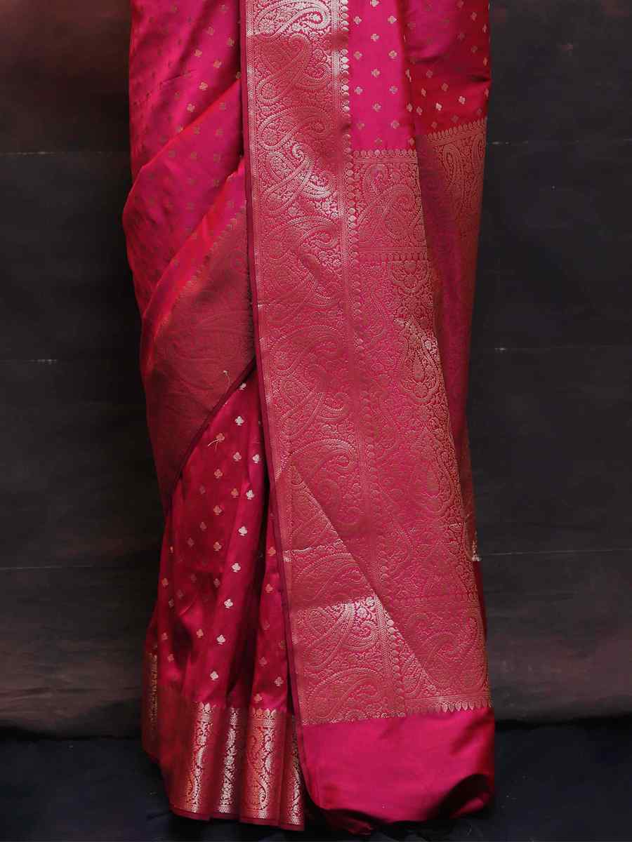 Rani Pink Silk Handwoven Festival Casual Heavy Border Saree
