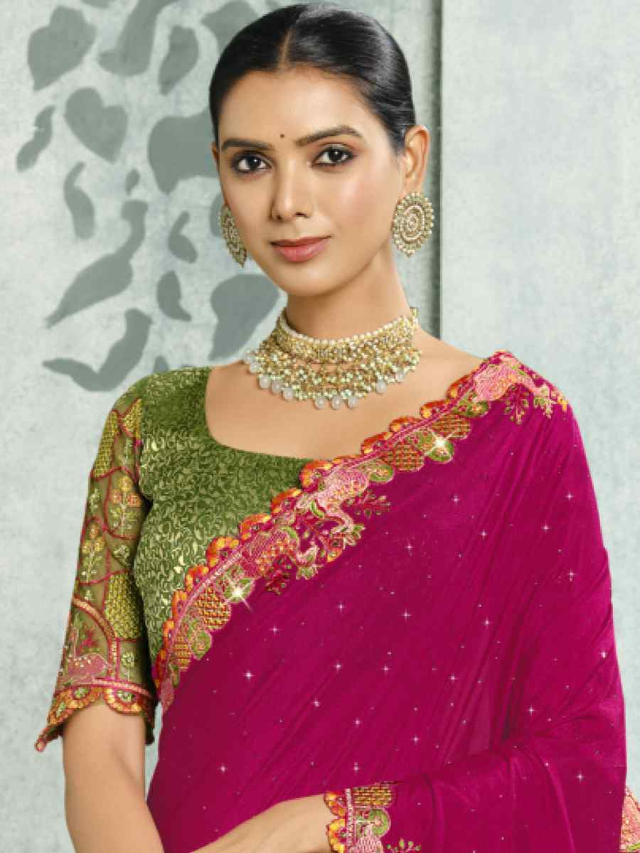 Rani Pink Silk Handwoven with Embroidery Bridal Reception Festival Wedding Fancy Heavy Border Saree