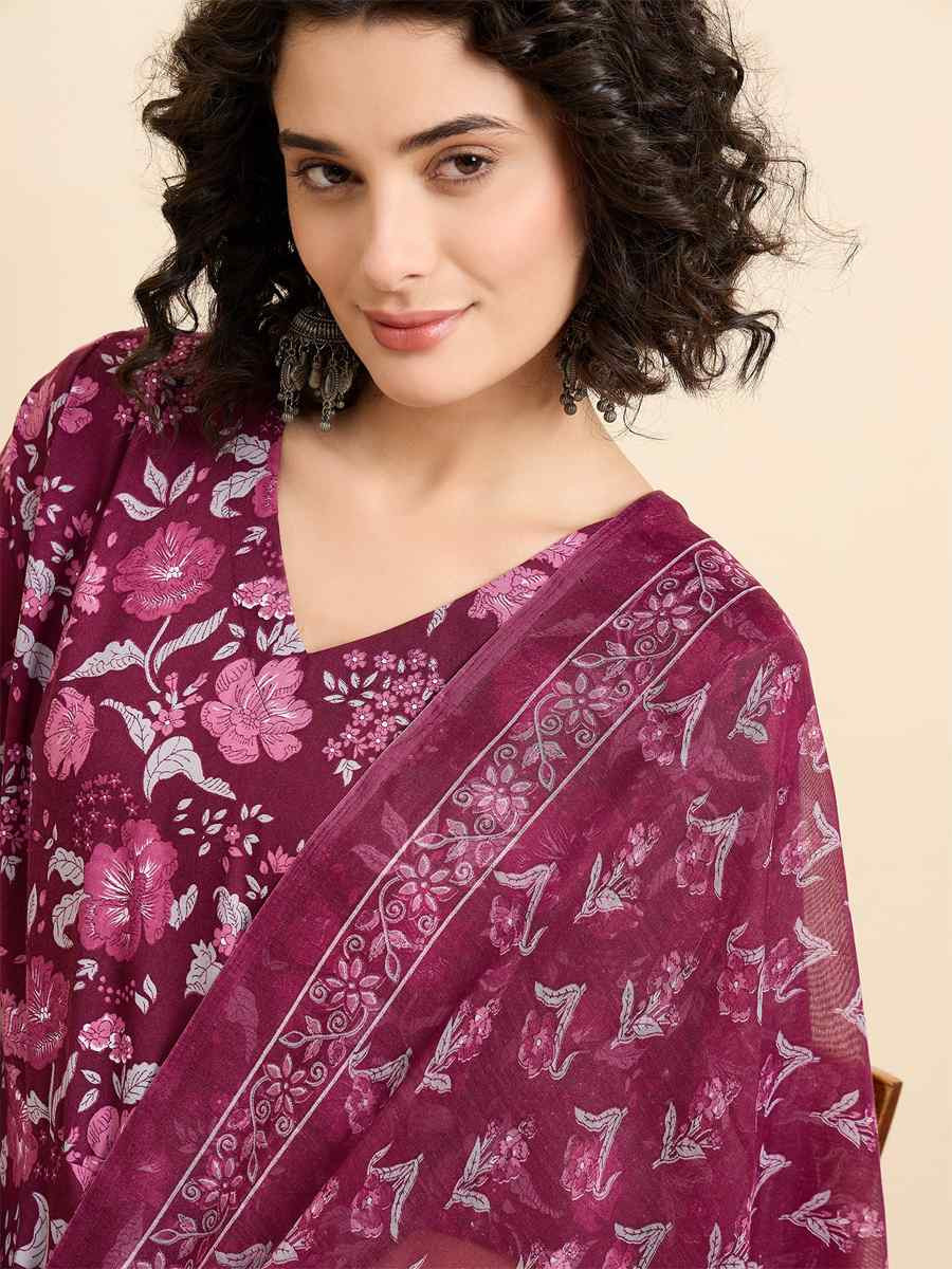 Rani Pink Silk Printed Festival Casual Ready Pant Salwar Kameez