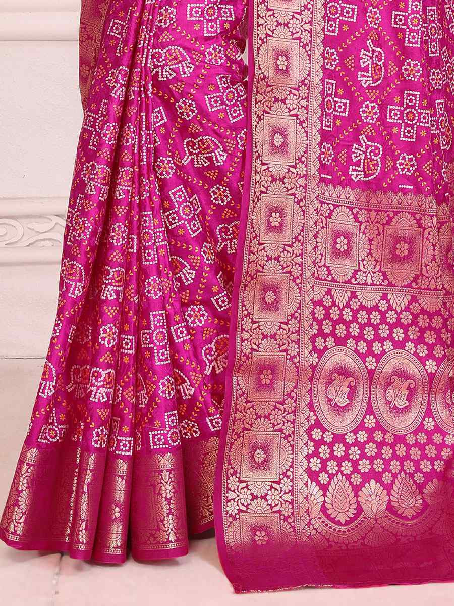 Rani Pink Soft Satin Silk Handwoven Festival Wedding Fancy Heavy Border Saree