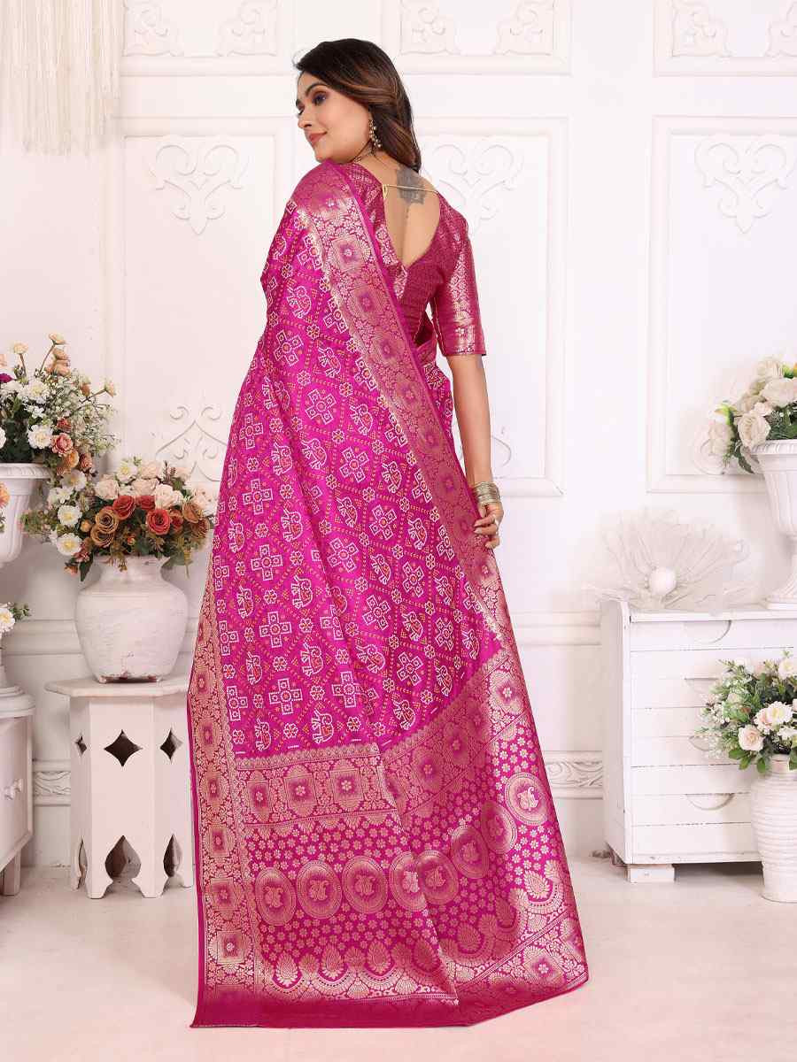 Rani Pink Soft Satin Silk Handwoven Festival Wedding Fancy Heavy Border Saree