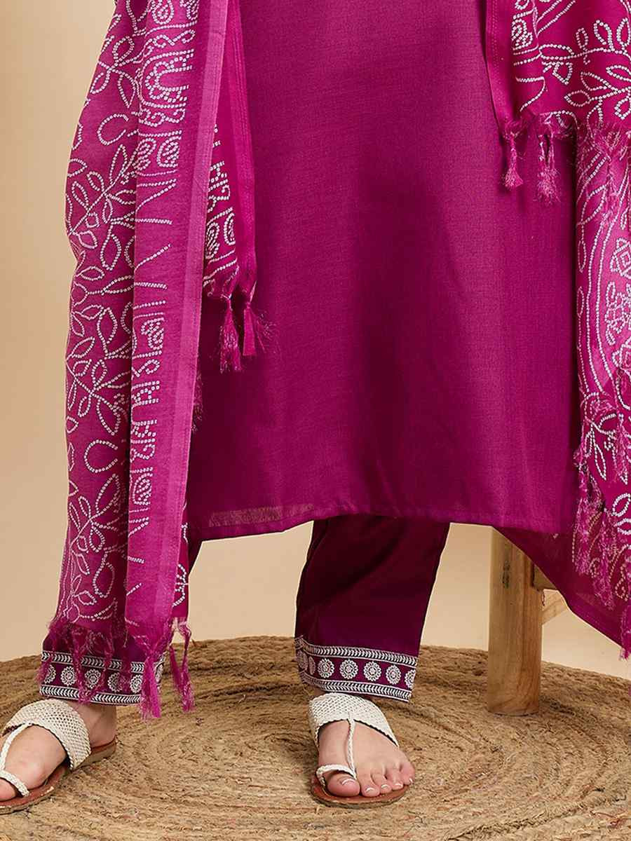 Rani Pink Viscose Printed Festival Casual Ready Pant Salwar Kameez