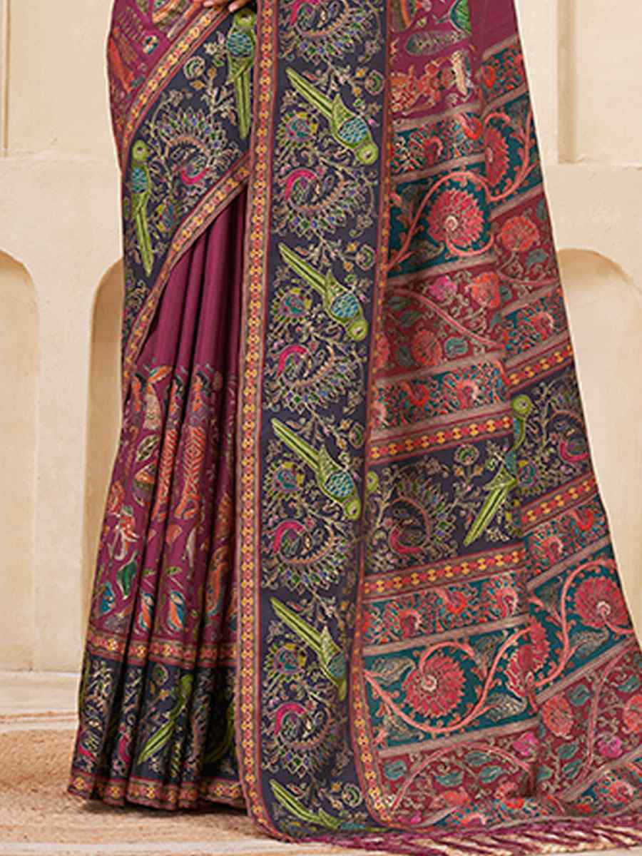 Rani Printed Handwoven Traditional Bridal Reception Festival Wedding Fancy Classic Style Sarees