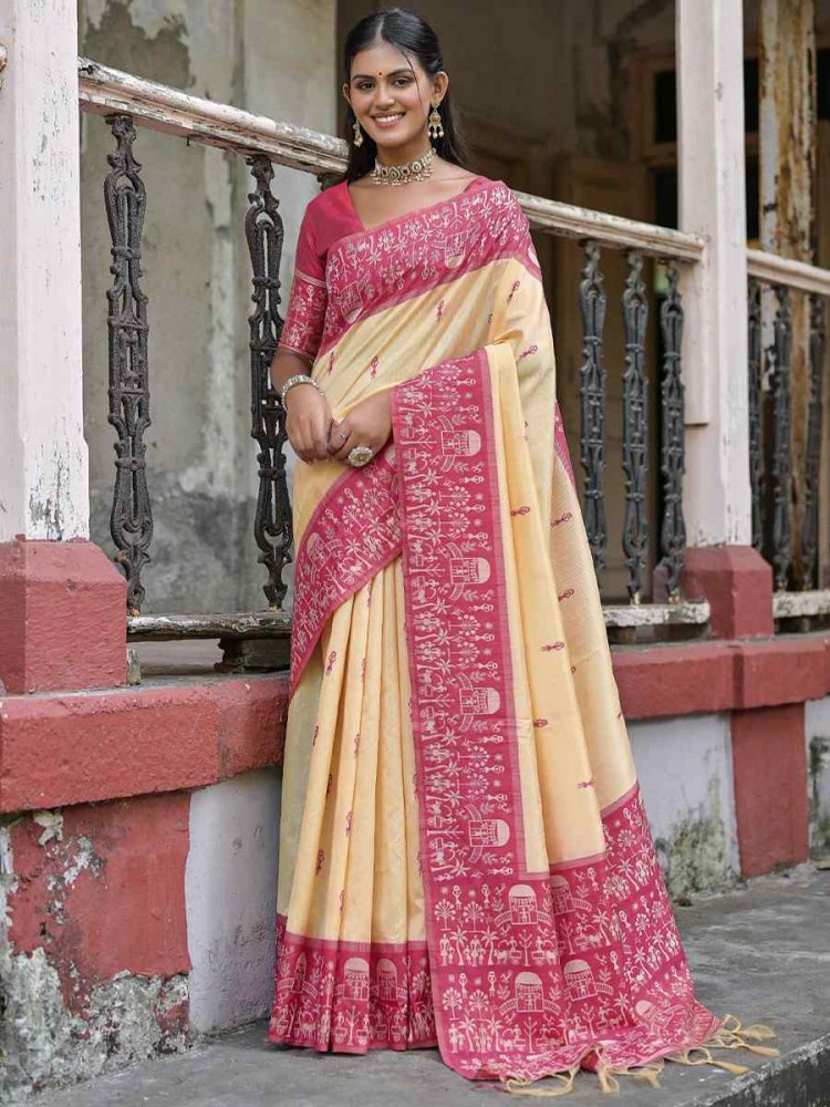 Rani Raw Silk Handwoven Casual Festival Classic Style Saree
