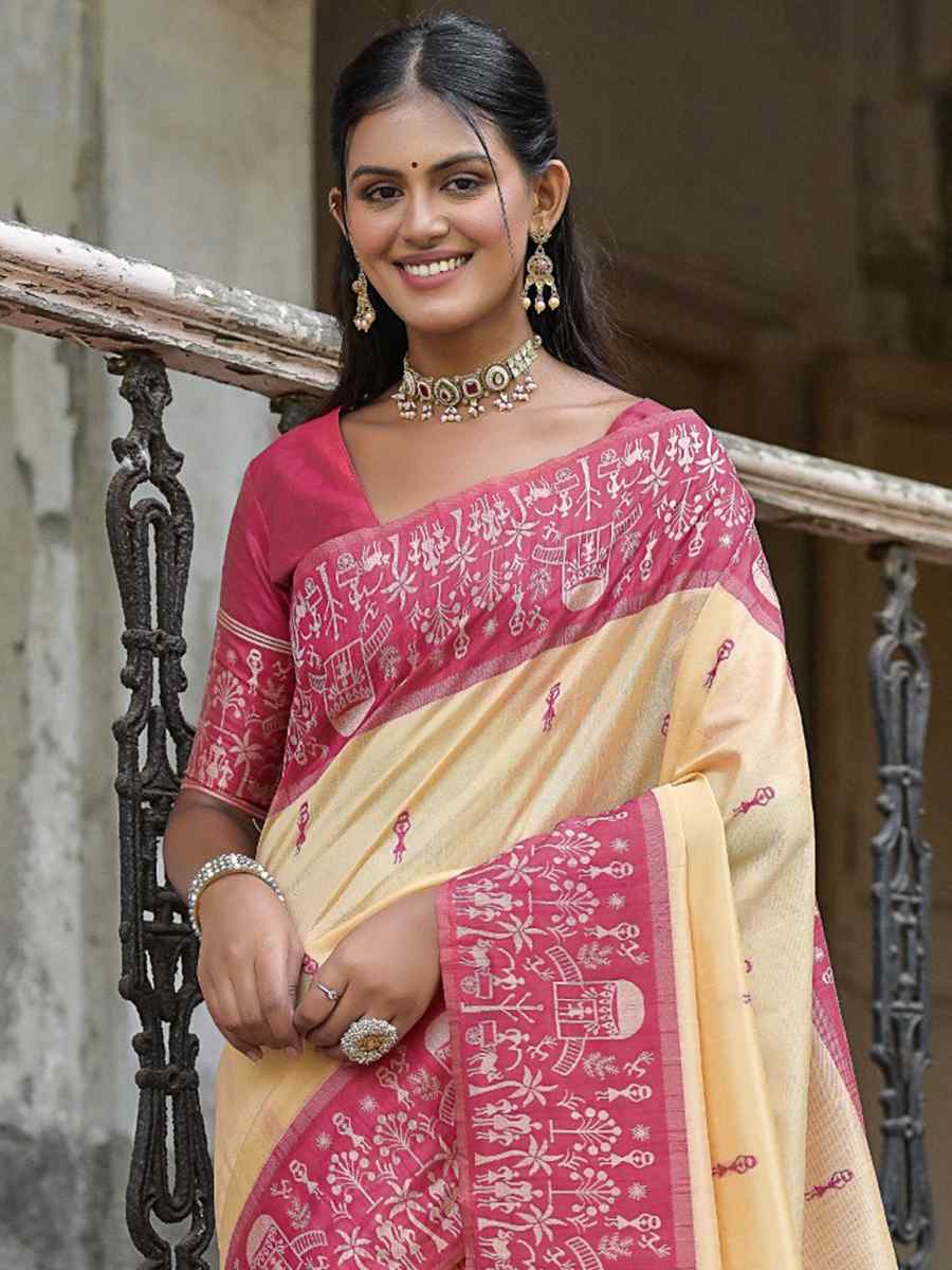 Rani Raw Silk Handwoven Casual Festival Classic Style Saree
