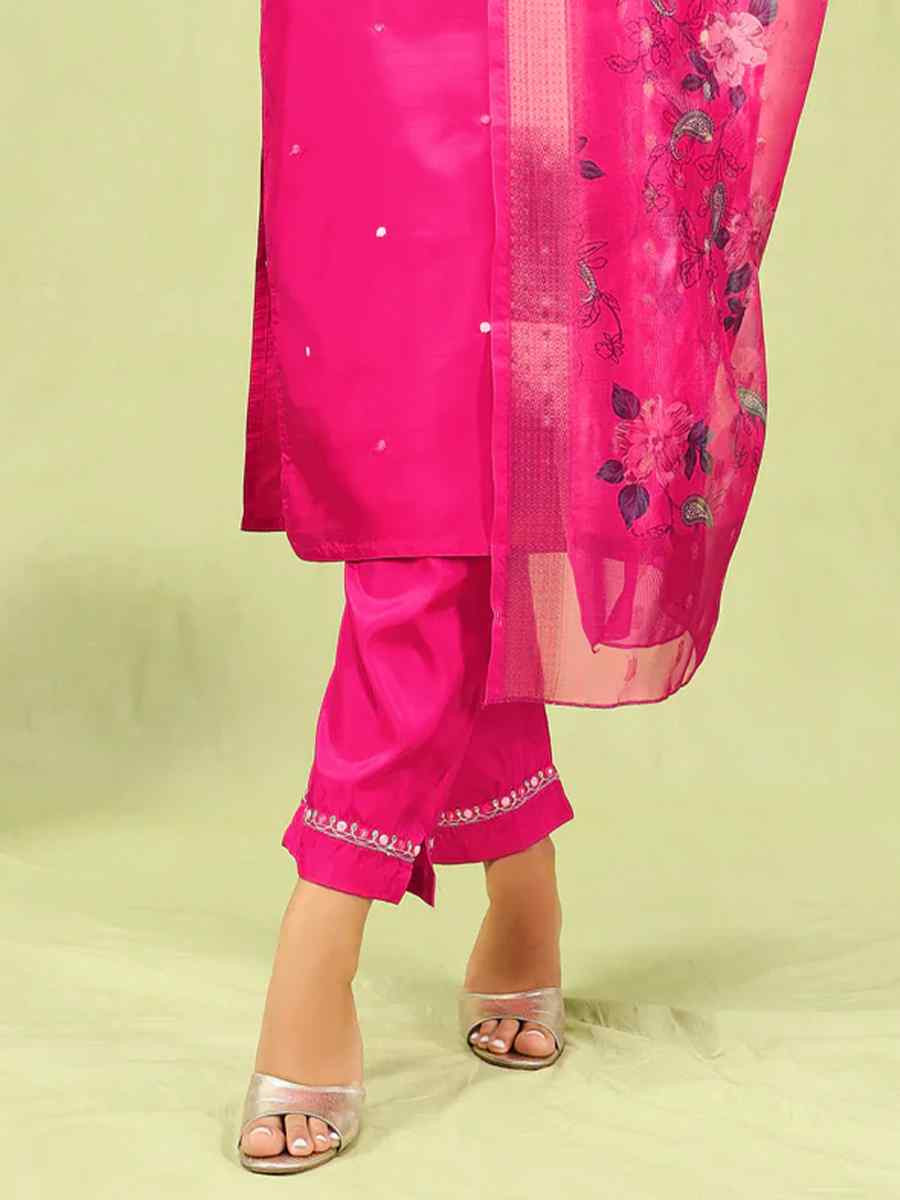 Rani Silk Blend Embroidered Festival Casual Ready Pant Salwar Kameez