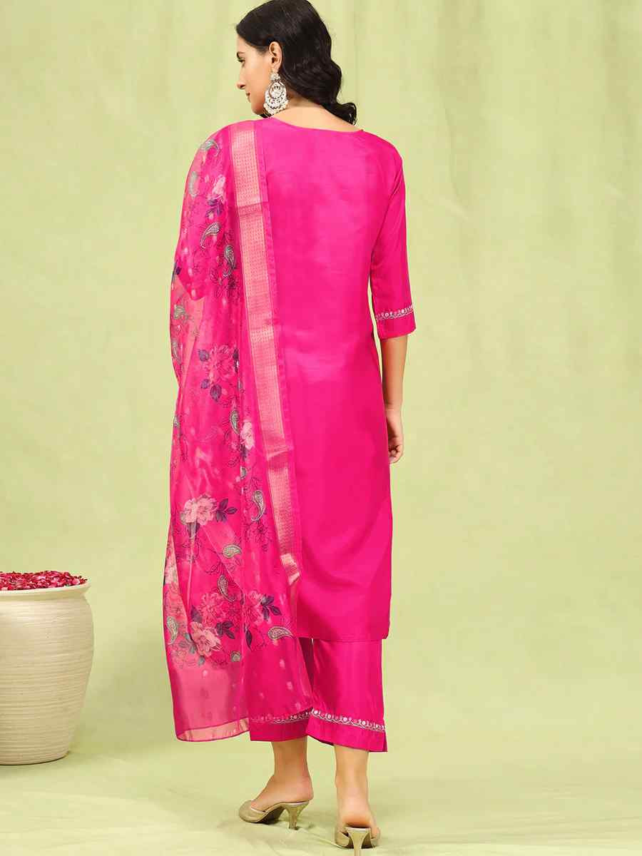 Rani Silk Blend Embroidered Festival Casual Ready Pant Salwar Kameez
