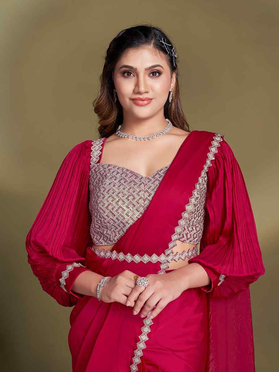 Rani Silk Embroidered Festival Wedding Fancy Heavy Border Saree