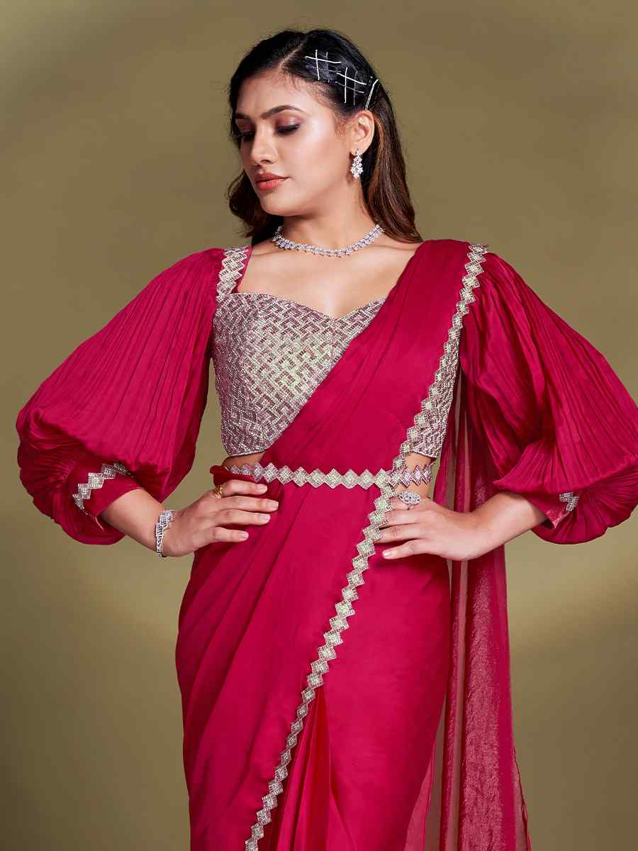 Rani Silk Embroidered Festival Wedding Fancy Heavy Border Saree