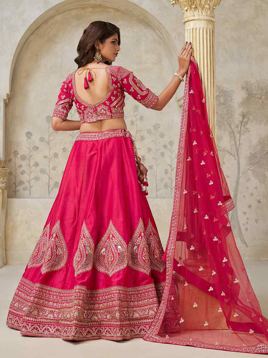 Rani Silk Embroidered Wedding Reception Festival Heavy Border Lehenga Choli