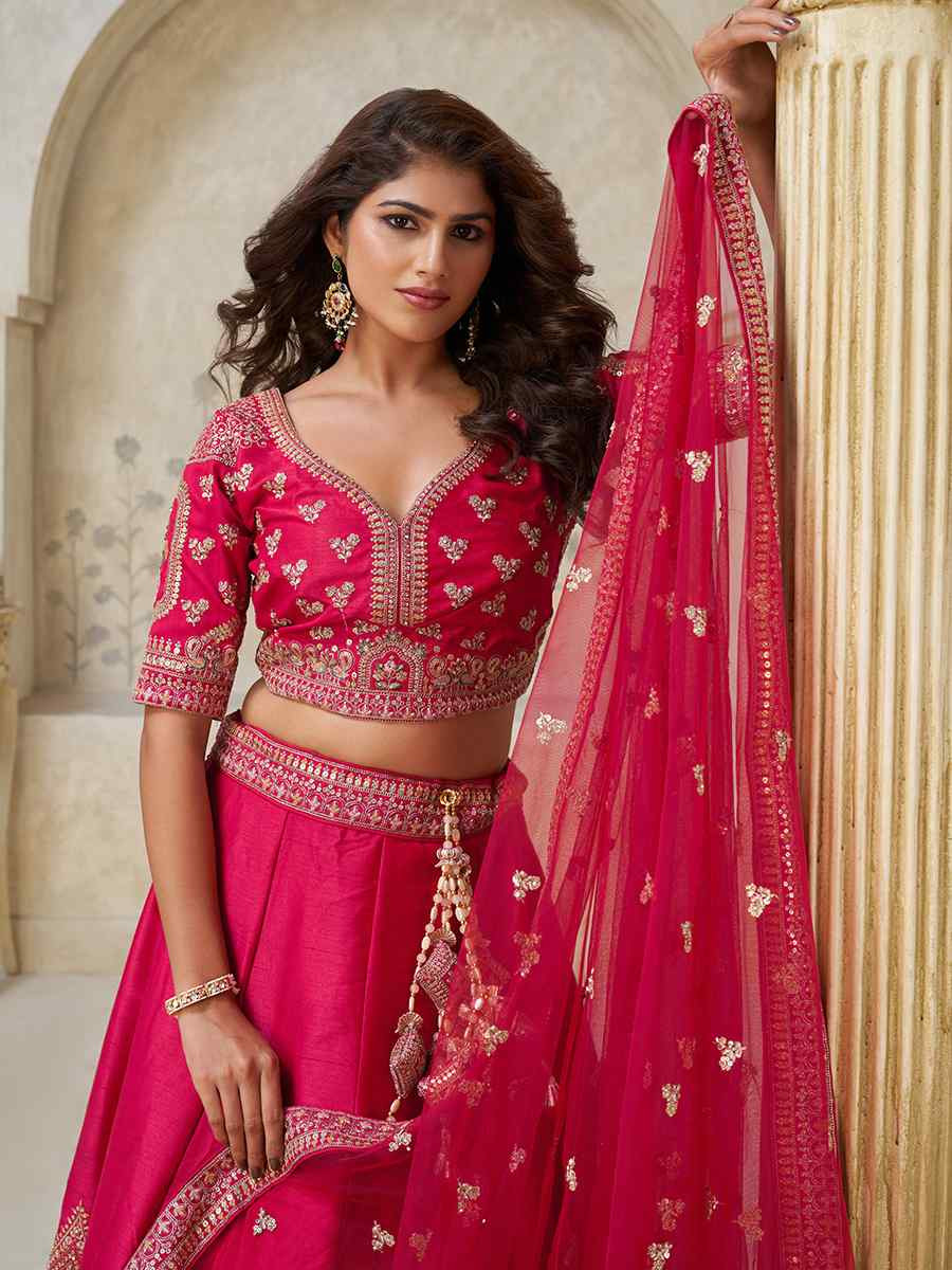 Rani Silk Embroidered Wedding Reception Festival Heavy Border Lehenga Choli