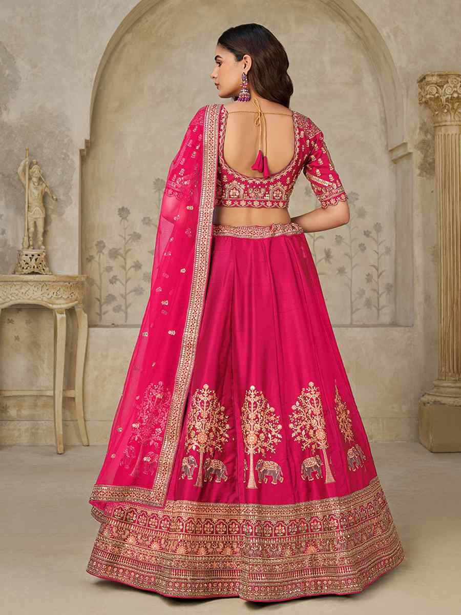 Rani Silk Embroidered Wedding Reception Festival Heavy Border Lehenga Choli