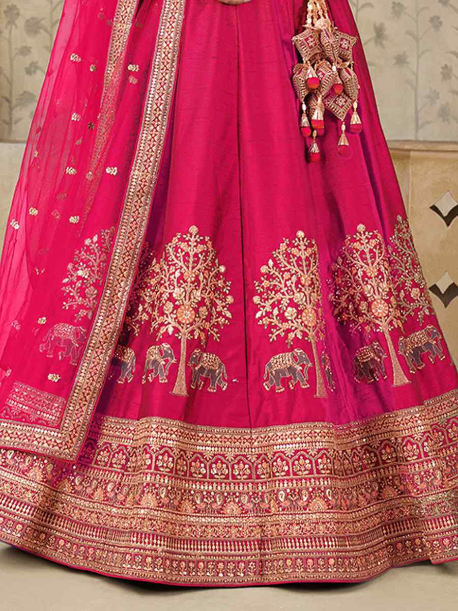 Rani Silk Embroidered Wedding Reception Festival Heavy Border Lehenga Choli