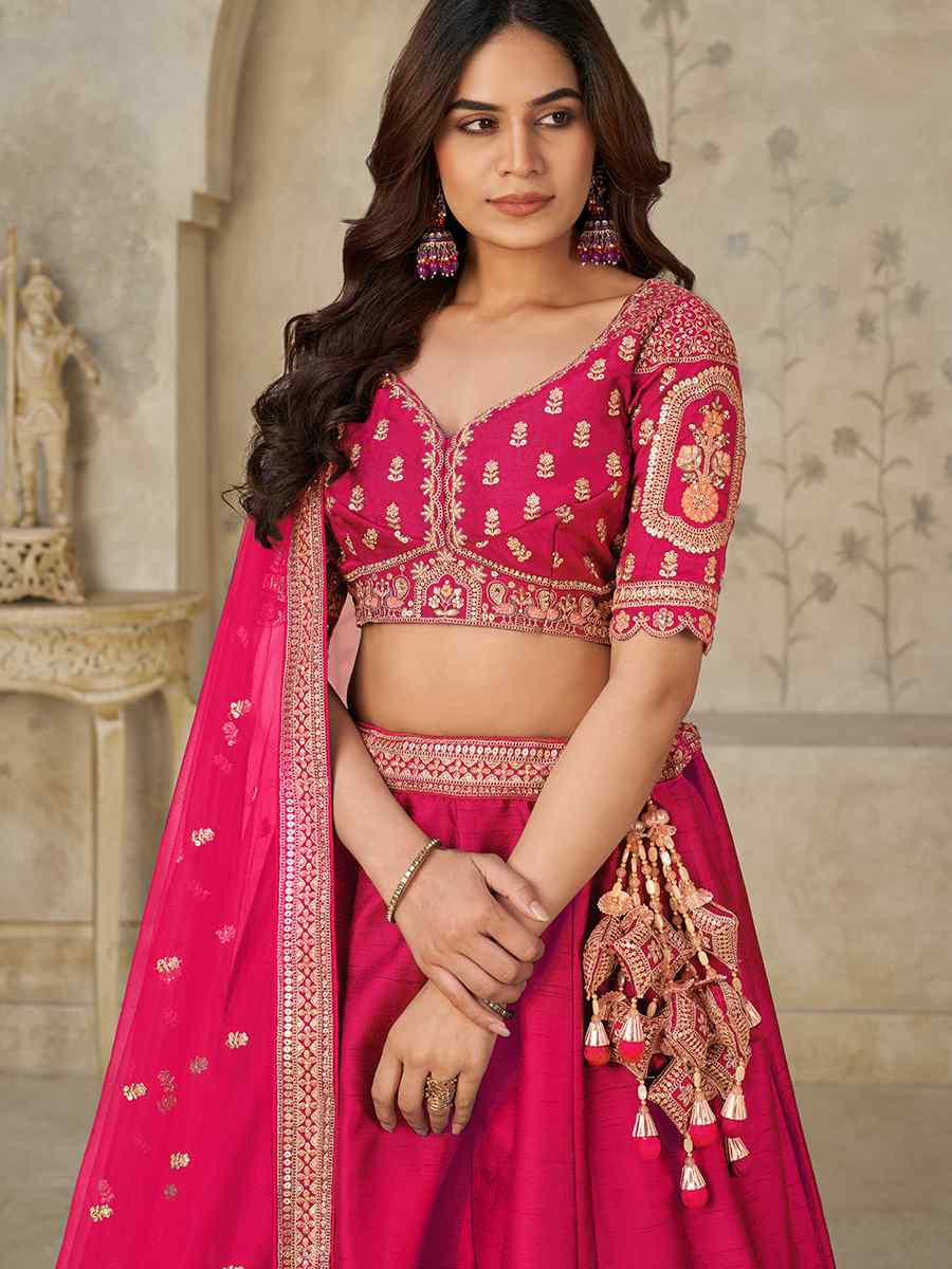 Rani Silk Embroidered Wedding Reception Festival Heavy Border Lehenga Choli