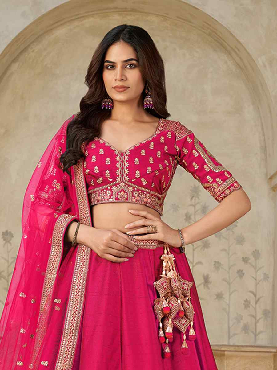 Rani Silk Embroidered Wedding Reception Festival Heavy Border Lehenga Choli