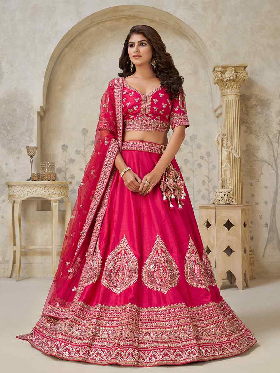 Rani Silk Embroidered Wedding Reception Festival Heavy Border Lehenga Choli