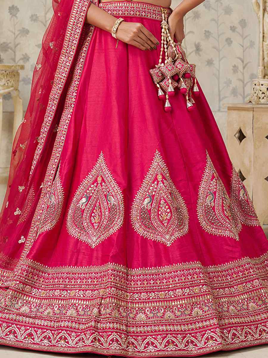 Rani Silk Embroidered Wedding Reception Festival Heavy Border Lehenga Choli