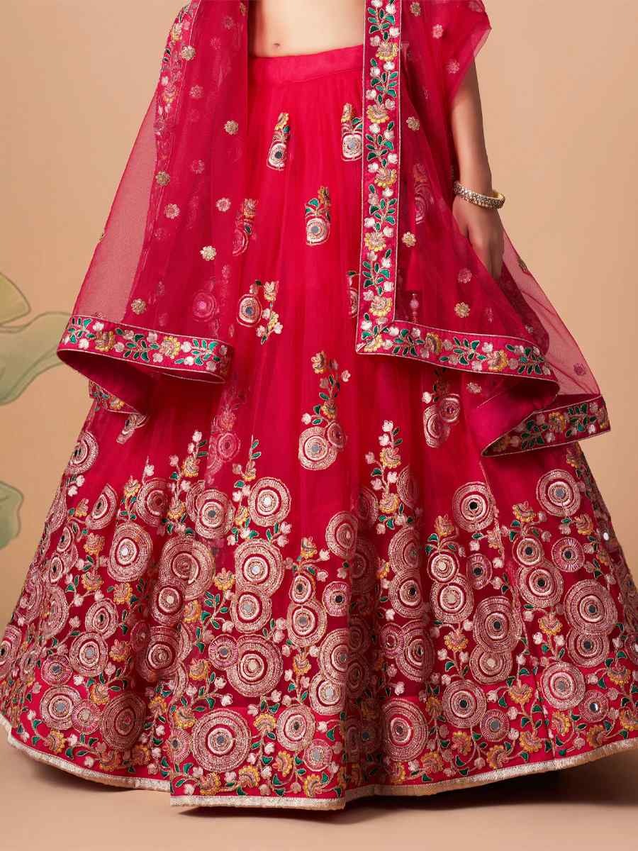 Rani Soft Net Embroidered Reception Festival Heavy Border Lehenga Choli