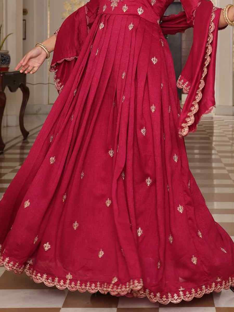 Rani Soft Silk Embroidered Casual Festival Pant Salwar Kameez