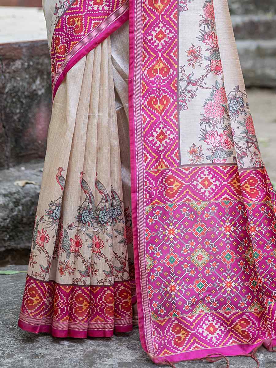 Rani Soft Tussar Silk Printed Casual Festival Contemporary Saree