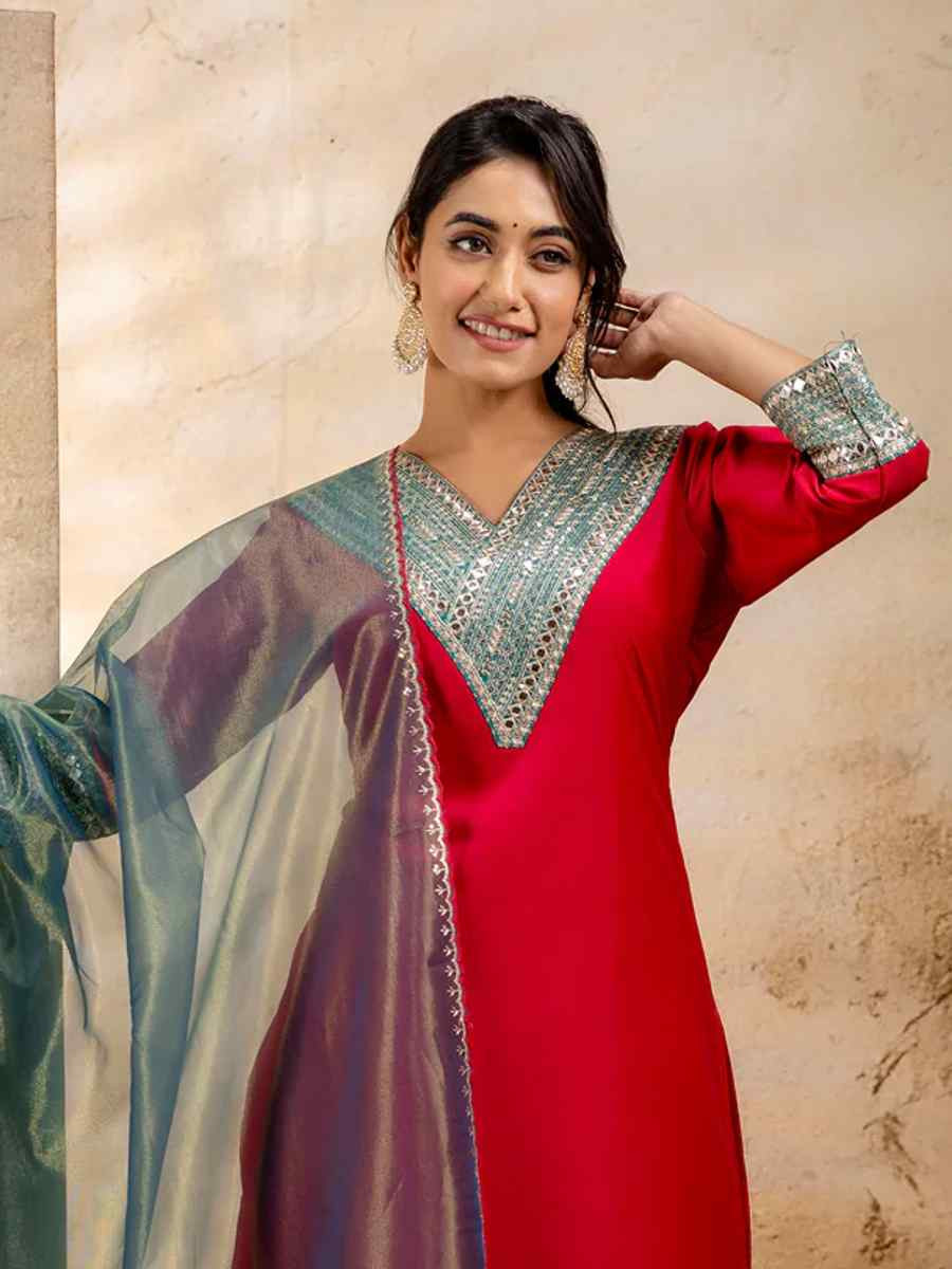 Rani Viscose Rayon Embroidered Festival Casual Ready Pant Salwar Kameez
