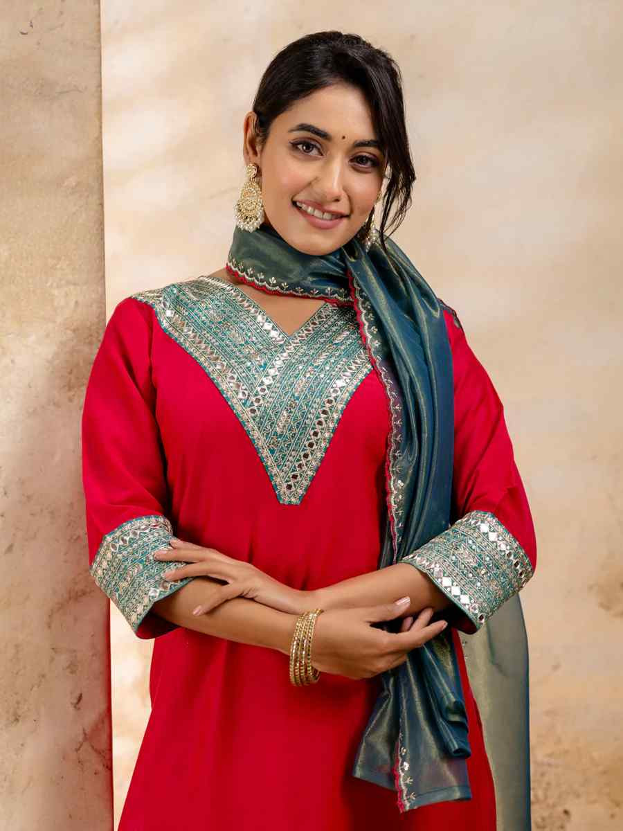 Rani Viscose Rayon Embroidered Festival Casual Ready Pant Salwar Kameez