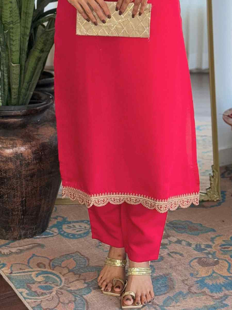 Rani Viscose Rayon Embroidery Party Wedding Festival Casual Ready Pant Salwar Kameez