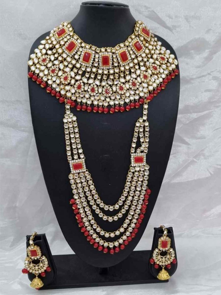 Red Alloy Bridal Wear Diamonds Bridal Sets