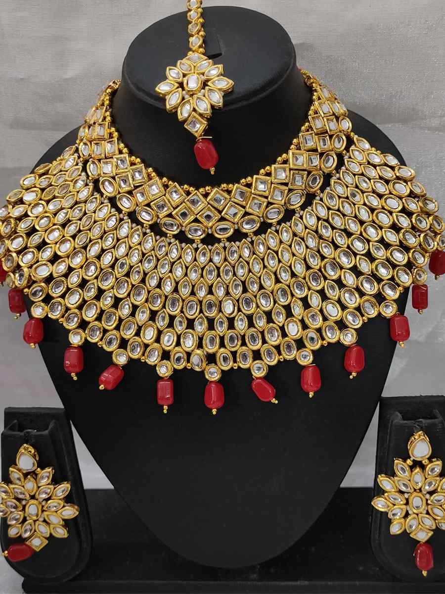 Red Alloy Bridal Wear Diamonds Necklace