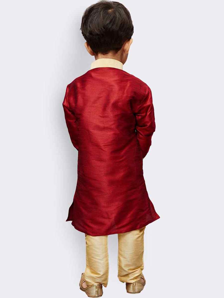 Red Art Dupion Zardosi Festival Kurta Pyjama Boys Wear