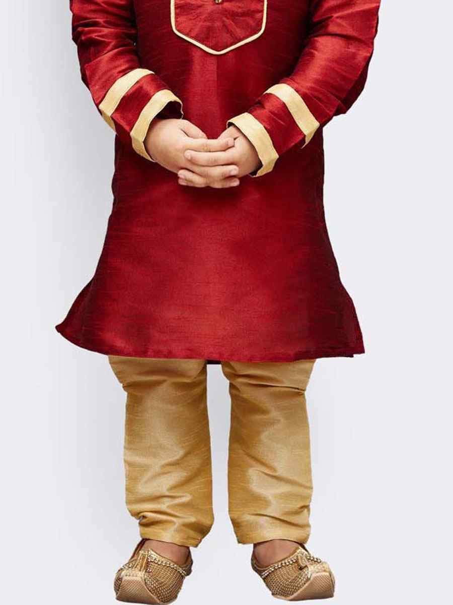 Red Art Dupion Zardosi Festival Kurta Pyjama Boys Wear