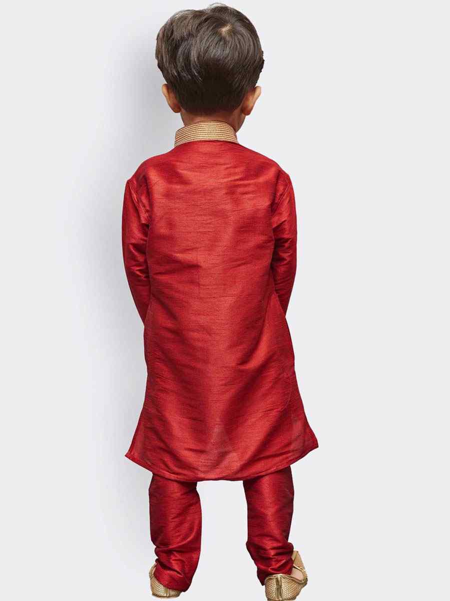 Red Art Dupion Zardosi Festival Kurta Pyjama Boys Wear