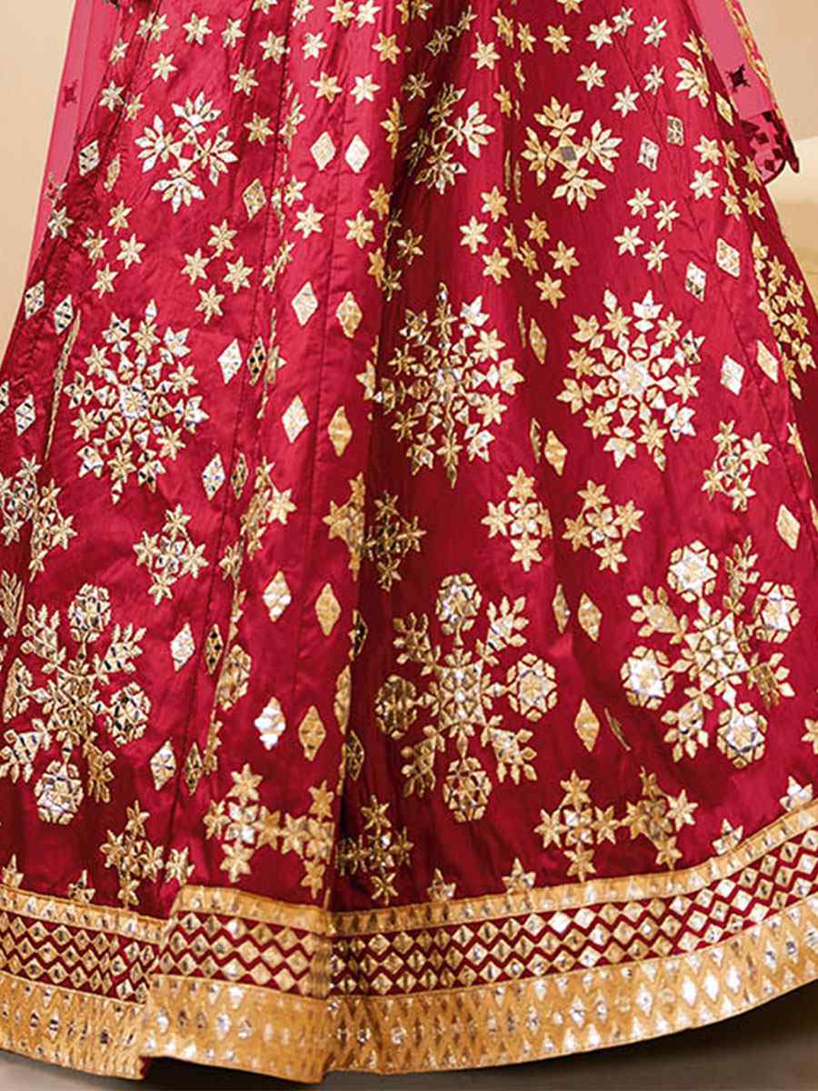 Red Art Silk Embroidered Bridesmaid Wedding Heavy Border Lehenga Choli