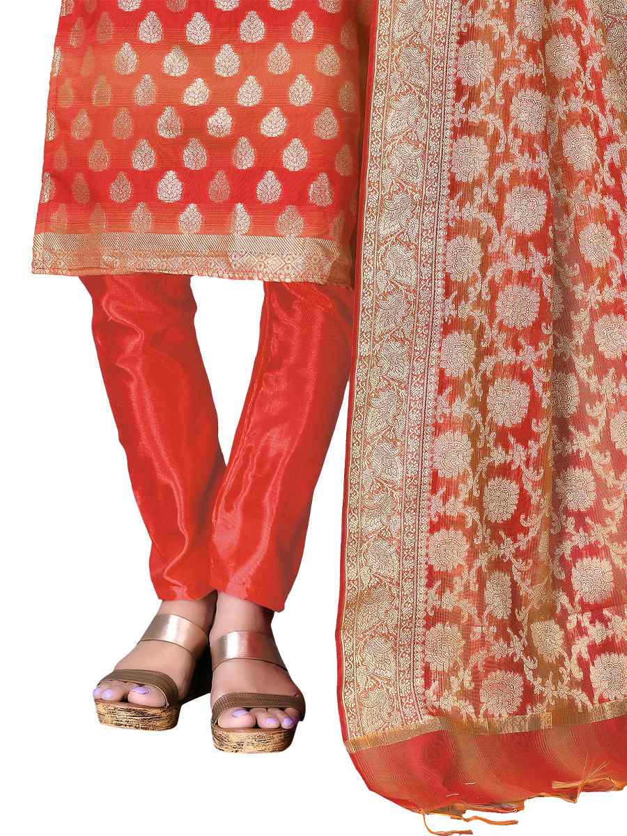 Red Banarasi Jacquard Embroidered Festival Wedding Pant Salwar Kameez