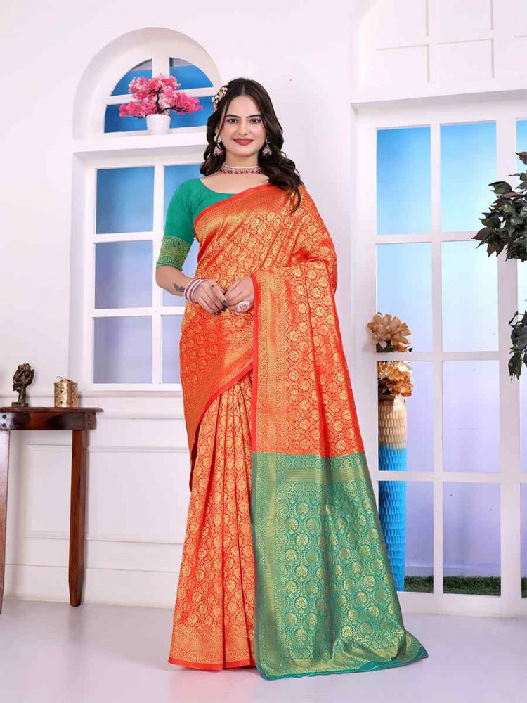 Red Banarasi Silk Handwoven Festival Wedding Fancy Heavy Border Saree