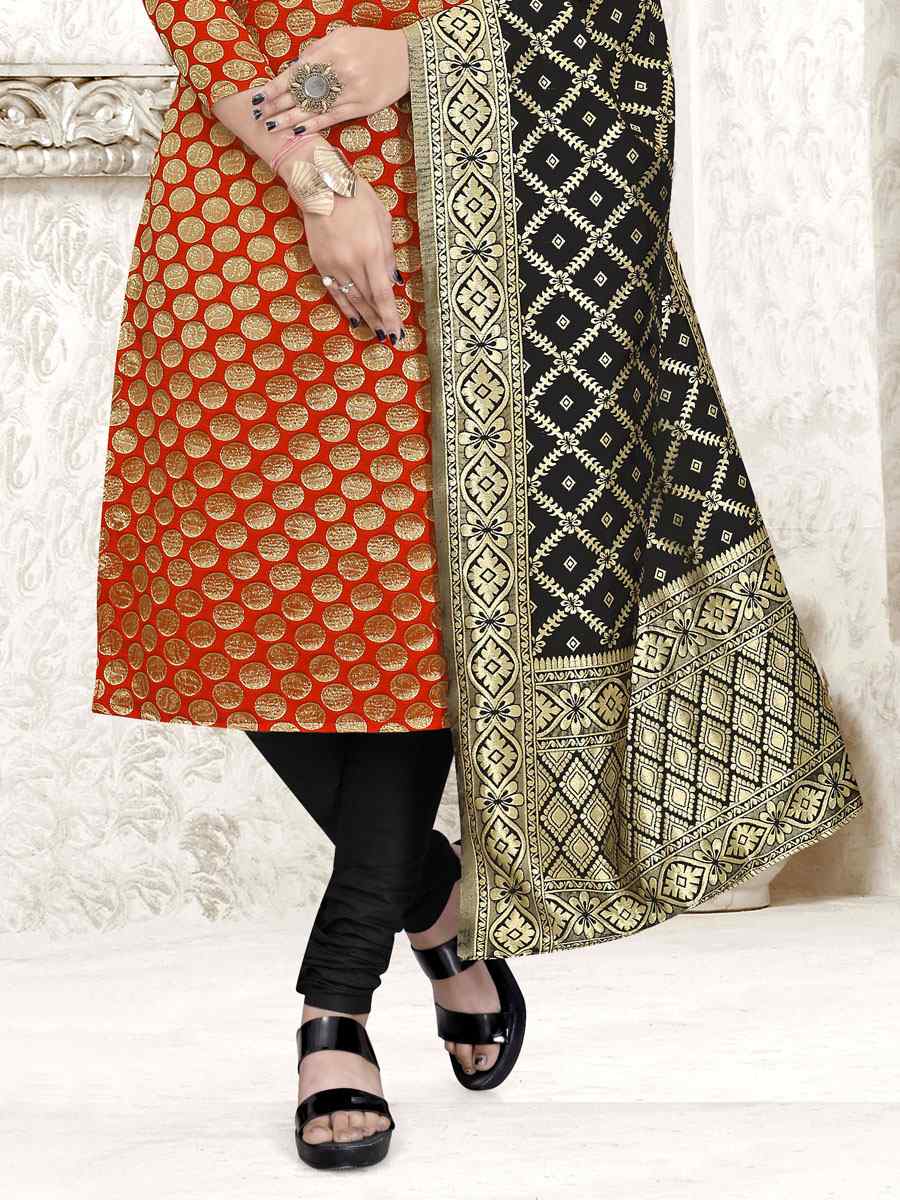 Red Banarasi Silk Handwoven Wedding Festival Churidar Salwar Kameez