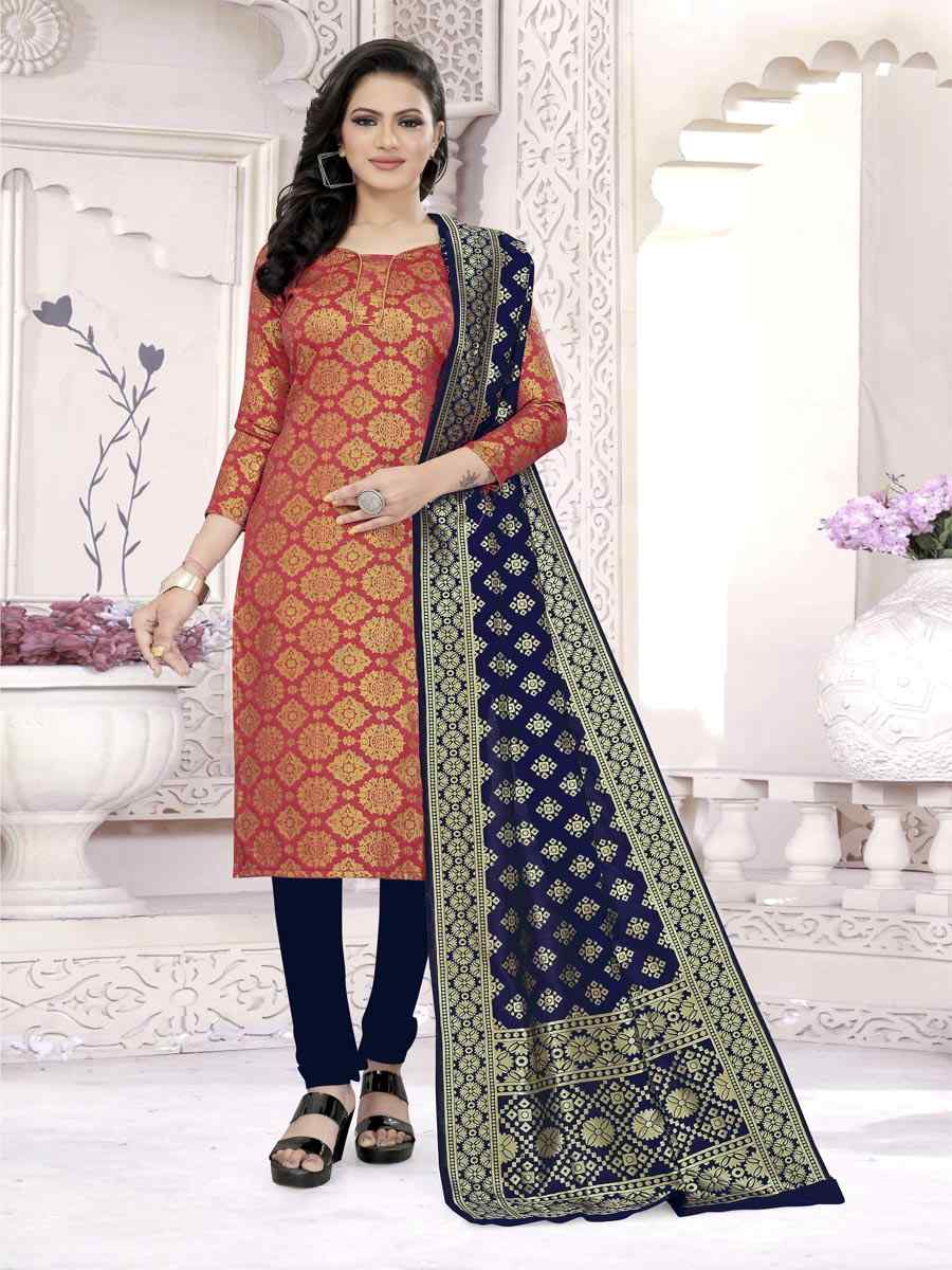 Red Banarasi Silk Handwoven Wedding Festival Churidar Salwar Kameez