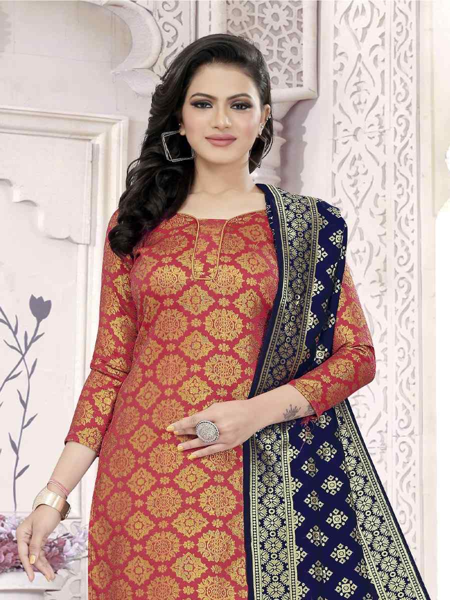 Red Banarasi Silk Handwoven Wedding Festival Churidar Salwar Kameez