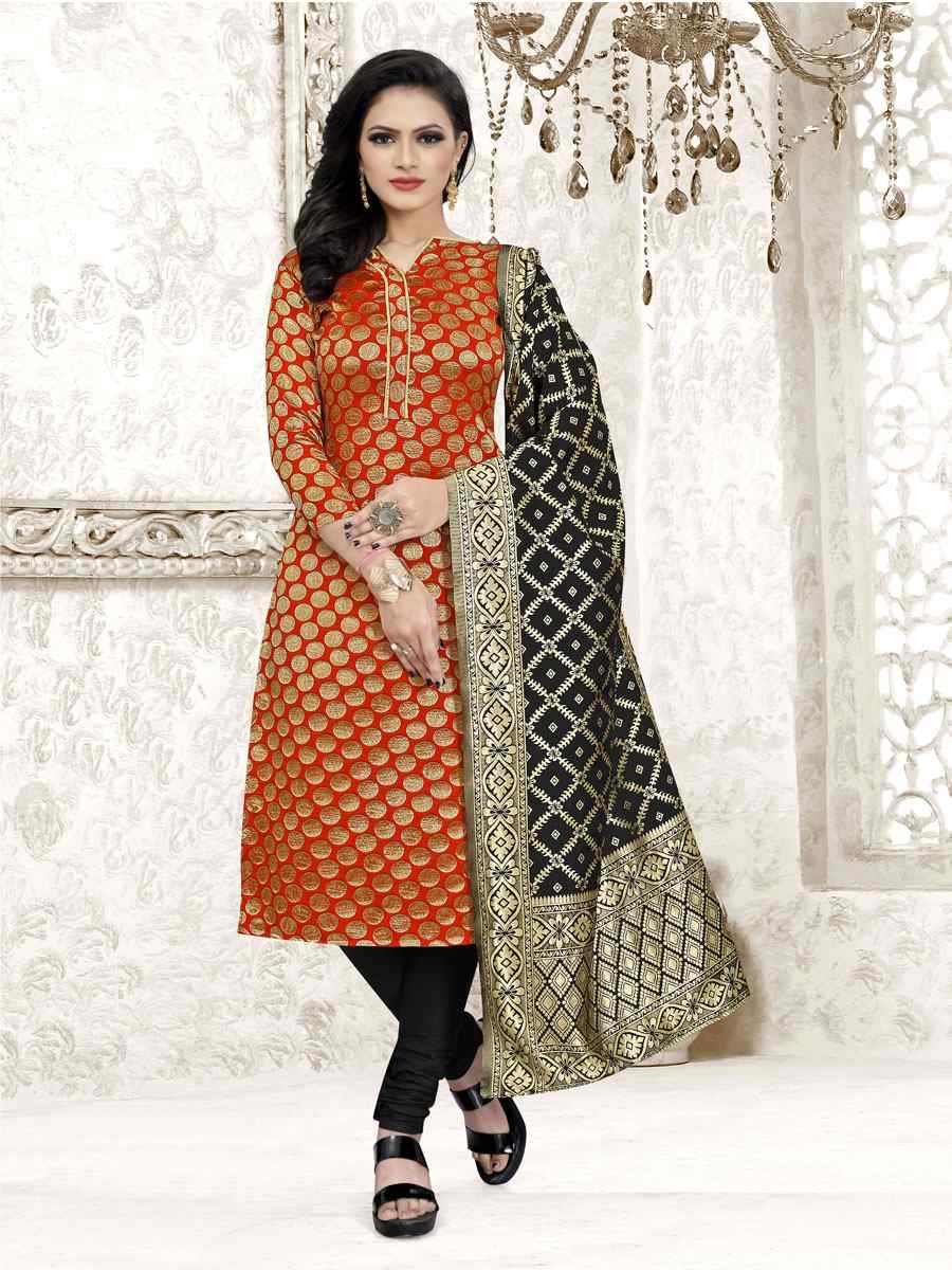 Red Banarasi Silk Handwoven Wedding Festival Churidar Salwar Kameez