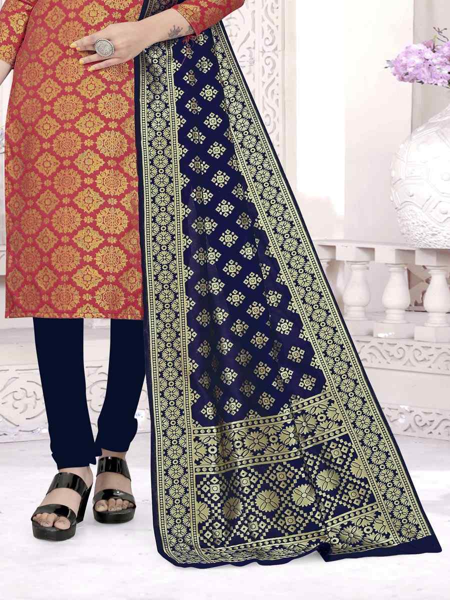 Red Banarasi Silk Handwoven Wedding Festival Churidar Salwar Kameez