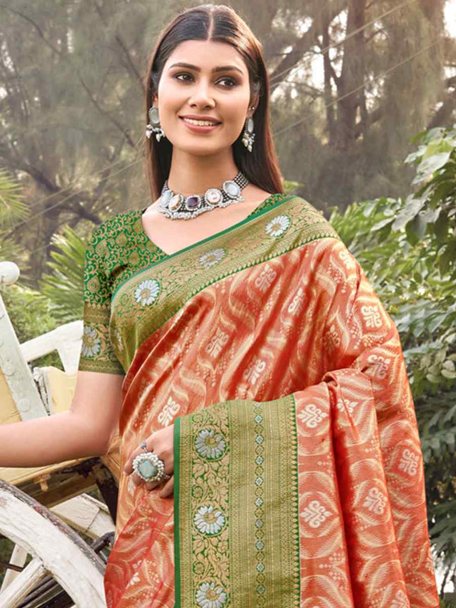 Red Banarasi Silk Handwoven Wedding Festival Heavy Border Saree