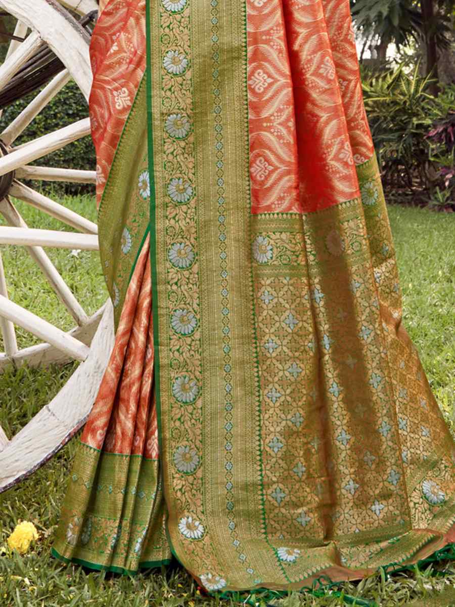 Red Banarasi Silk Handwoven Wedding Festival Heavy Border Saree
