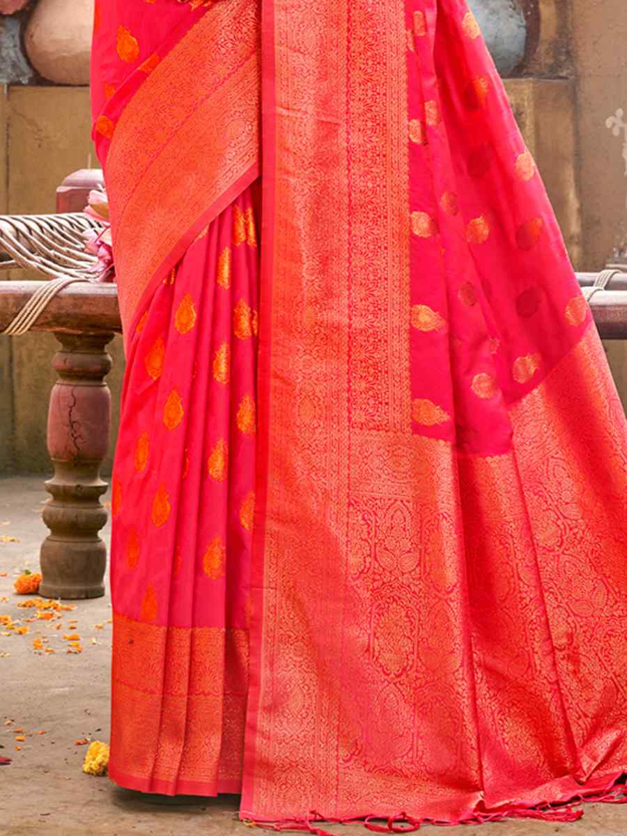 Red Banarasi Silk Handwoven Wedding Festival Heavy Border Saree