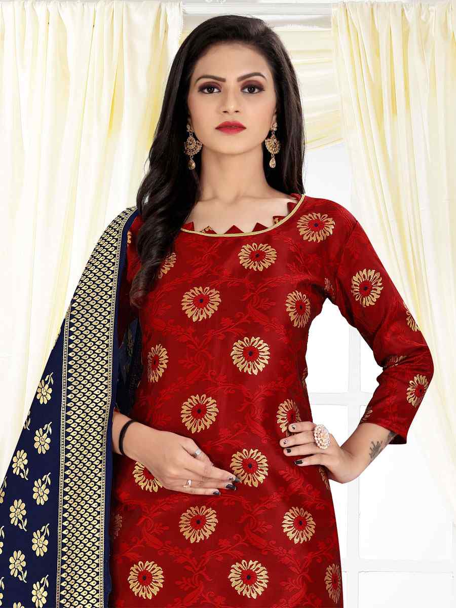 Red Banarasi Silk Handwoven Wedding Festival Pant Salwar Kameez