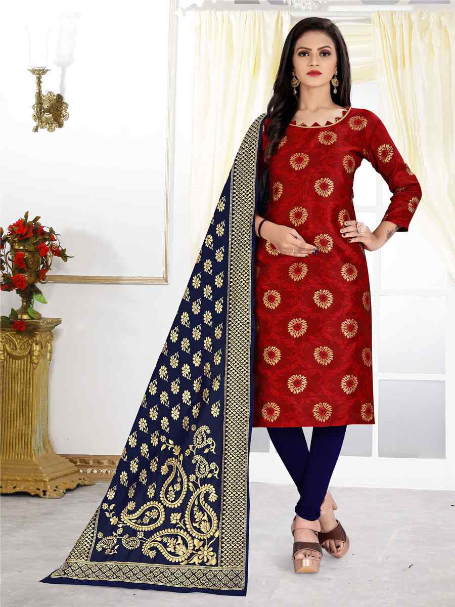 Red Banarasi Silk Handwoven Wedding Festival Pant Salwar Kameez