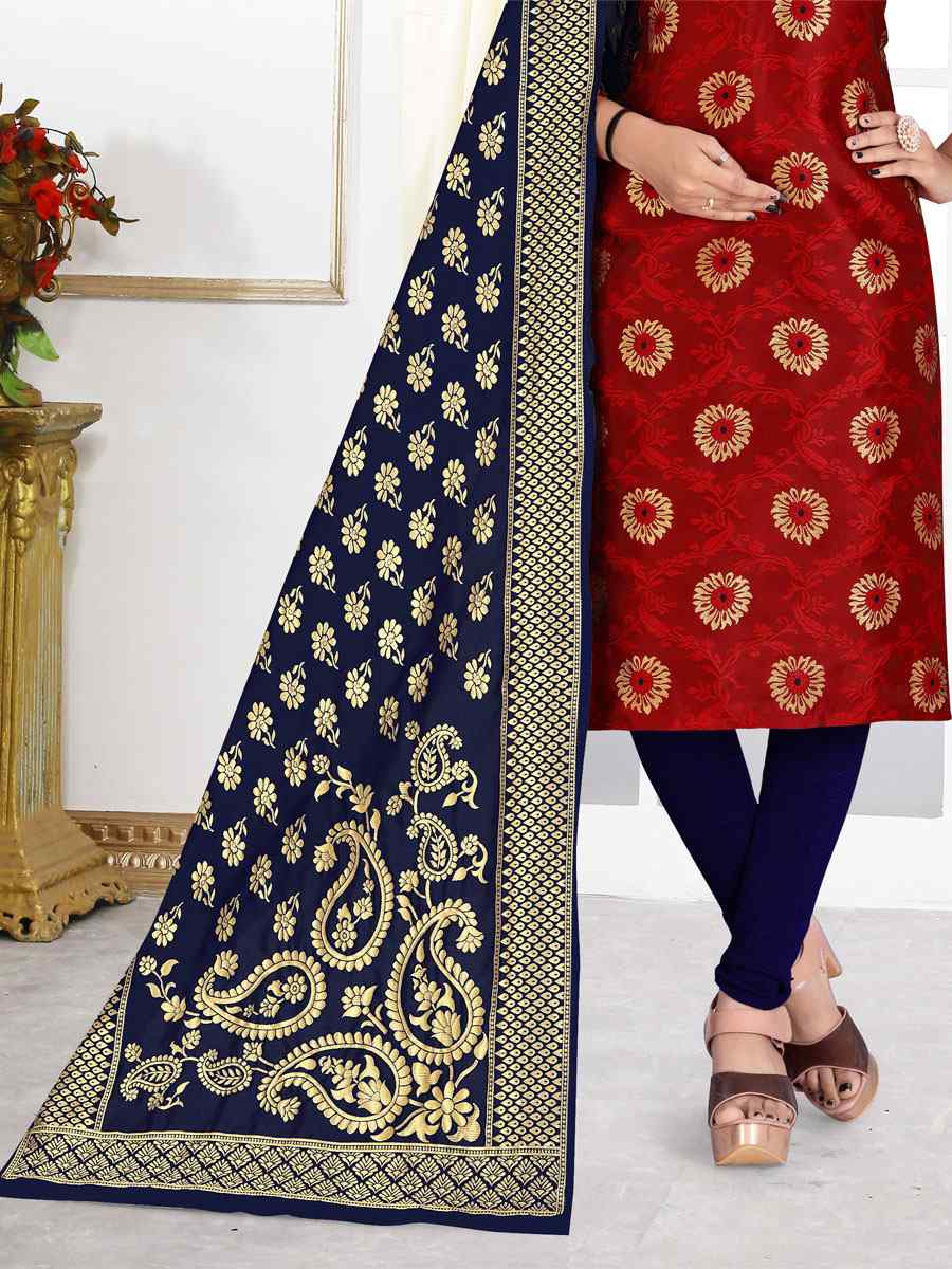 Red Banarasi Silk Handwoven Wedding Festival Pant Salwar Kameez