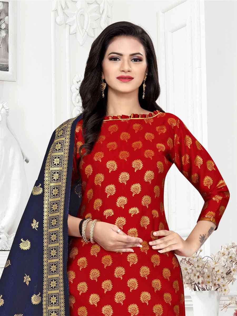 Red Banarasi Silk Handwoven Wedding Festival Pant Salwar Kameez
